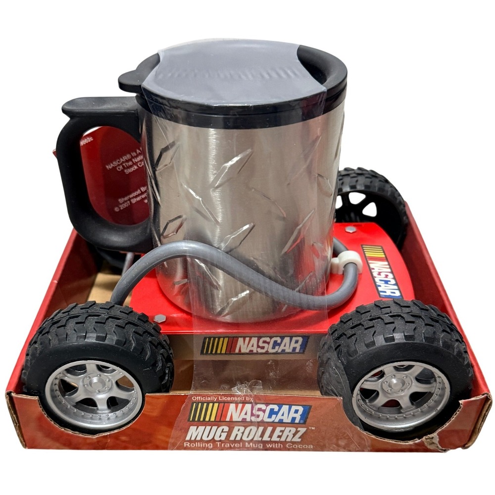 NASCAR Mug Rollerz Rolling Travel Mug Diamond Plate Steel Red 2007 Vintage Mug
